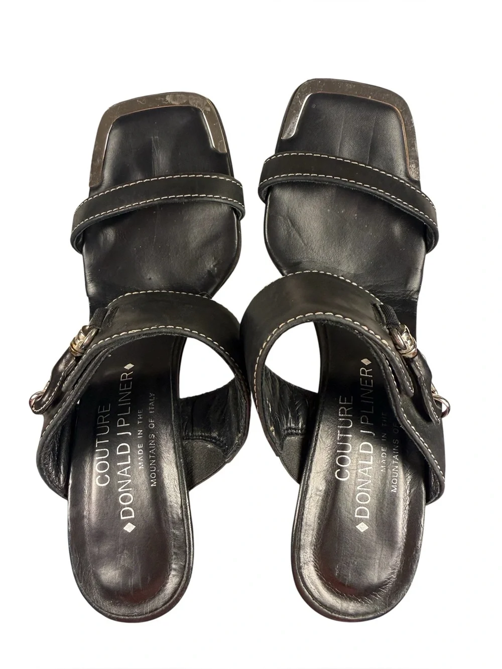 Donald J Pliner Couture Danye Leather Sandals Made In Italy Size 6B Black